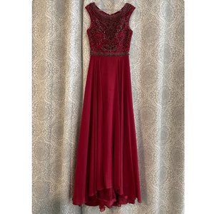 Red Beaded Prom Dress Size 2/4